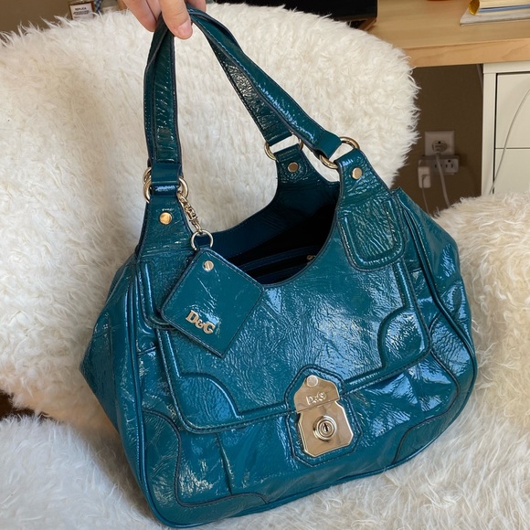 DOLCE & GABBANA “Allyson Bag” Vintage Green Leather Authentic Shoulder Purse - Picture 7 of 16